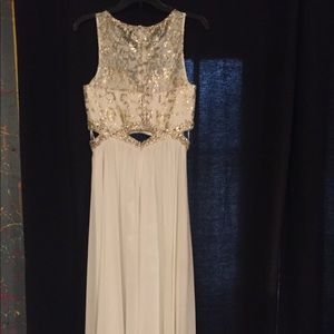 white and gold prom dress